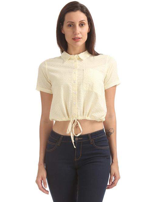 drawstring waist solid top - 18069669 - Very Small Image - 1