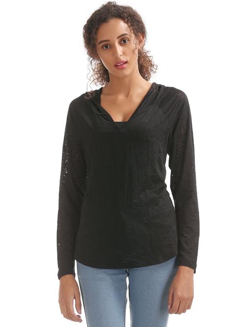 hooded neck solid tee - 18069682 - Very Small Image - 1