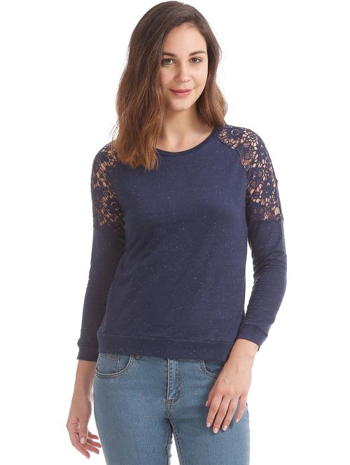 crochet detail printed top - 18069691 - Very Small Image - 1