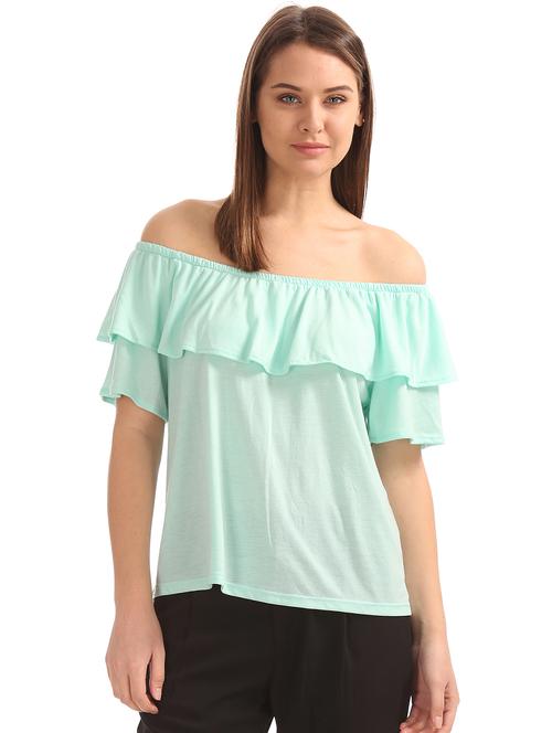 off shoulder solid top - 18069697 - Very Small Image - 1