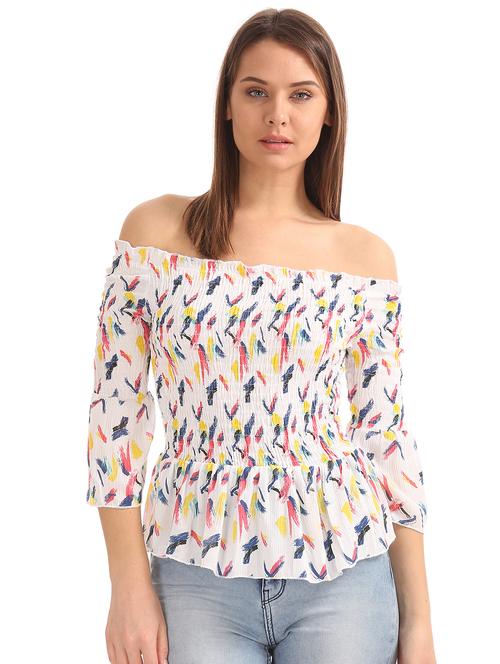 off shoulder peplum top - 18069715 - Very Small Image - 1