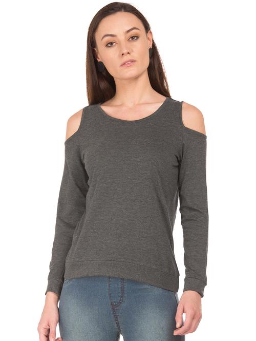 cold shoulder melange top - 18069737 - Very Small Image - 1