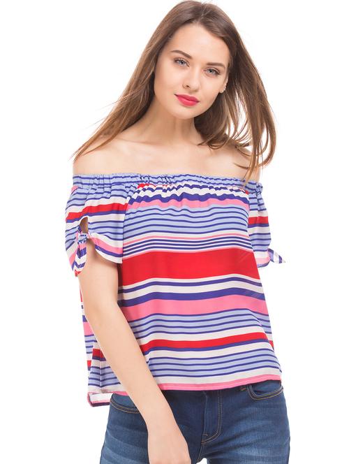 off shoulder striped top - 18069776 - Very Small Image - 1