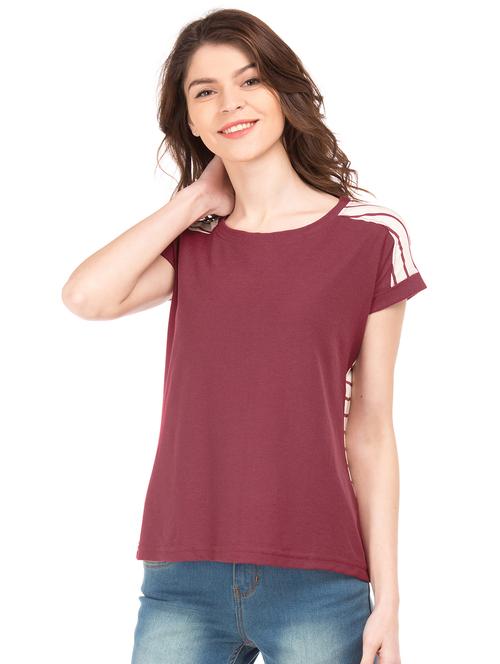 purple striped round neck t-shirt - 18069789 - Very Small Image - 1