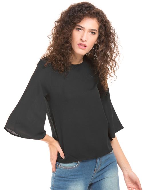 black polyester regular top - 18069814 - Very Small Image - 1