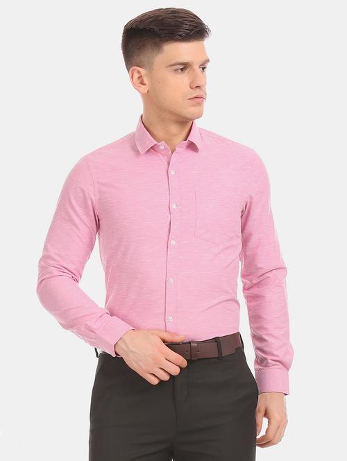 pink solid formal shirt - 18070692 - Very Small Image - 1