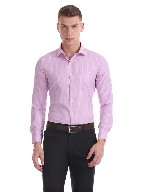 mauve striped formal shirt - 18070718 - Very Small Image - 1