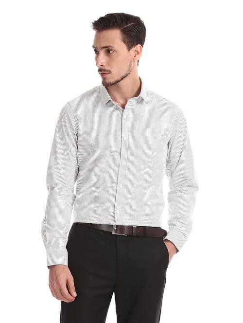 white checkered cotton formal shirt - 18070733 - Very Small Image - 1