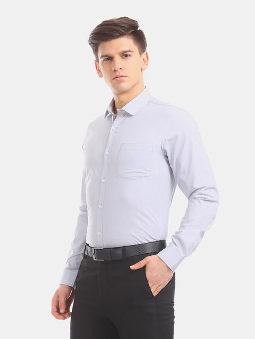 grey solid formal shirt - 18070777 - Very Small Image - 1