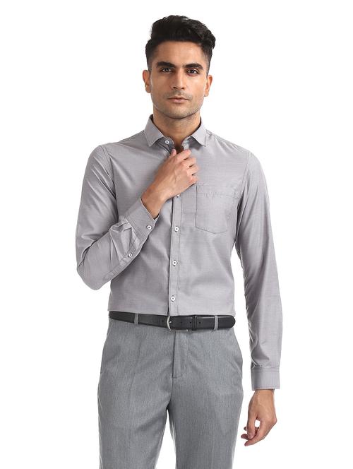 grey printed formal shirt - 18070799 - Very Small Image - 1