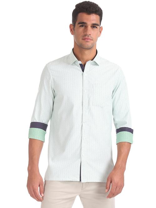 green self-design formal shirt - 18070841 - Very Small Image - 1
