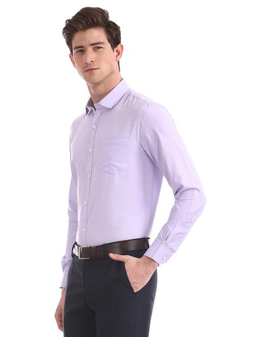 lavender solid formal shirt - 18070852 - Very Small Image - 1