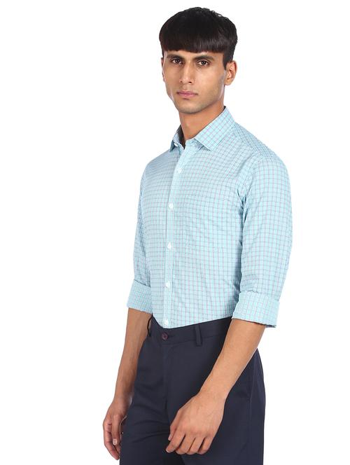 blue checkered formal shirt - 18070863 - Very Small Image - 1