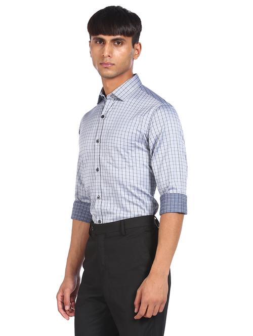 grey cotton formal shirt - 18070892 - Very Small Image - 1