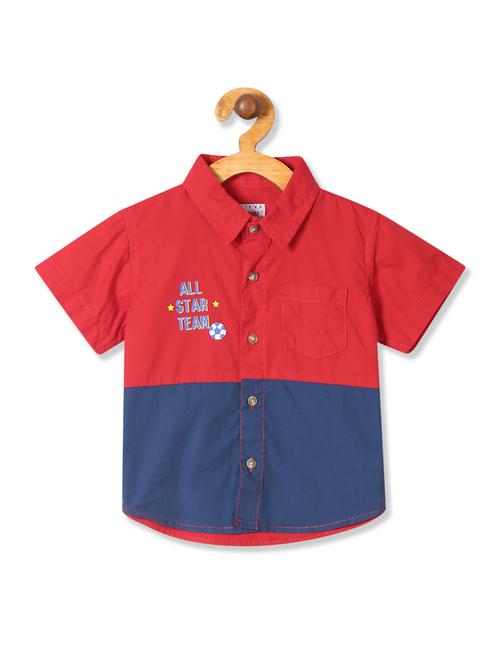 red color block shirt - 18071092 - Very Small Image - 1