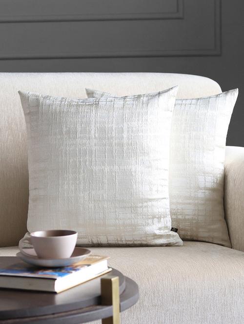 gm 16 x 16" jacquard abstract beige cushion cover (set of 2) - 18072672 - Very Small Image - 1