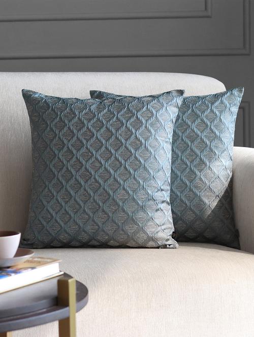 gm 16 x 16" jacquard geometric grey cushion cover (set of 2) - 18072675 - Very Small Image - 1
