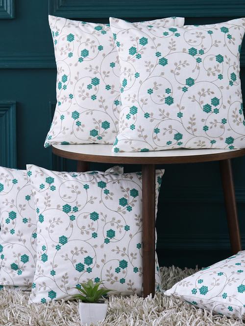 gm 16 x 16" embroidery floral green & grey cushion cover (set of 5) - 18072686 - Very Small Image - 1