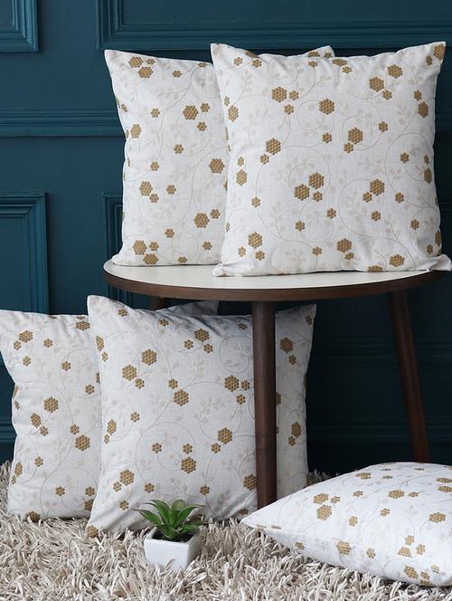 gm 16 x 16" embroidery floral grey & brown cushion cover (set of 5) - 18072687 - Very Small Image - 1