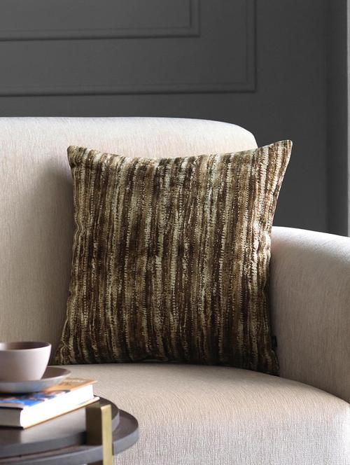 gm 16 x 16" jacquard abstract brown cushion cover - 18072732 - Very Small Image - 1