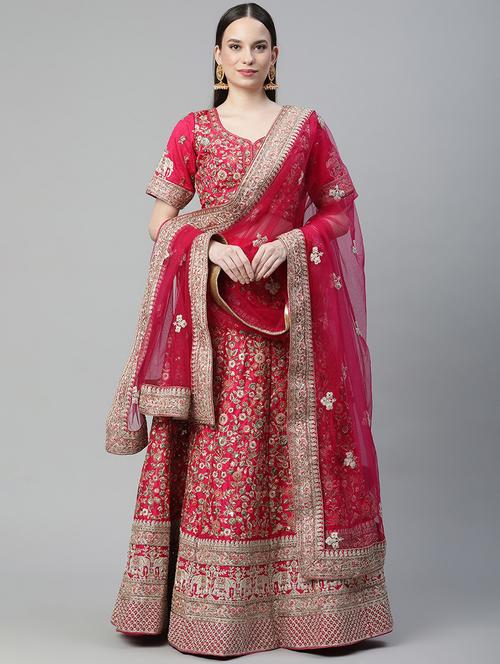 embroidered a-line lehenga - 18072807 - Very Small Image - 1