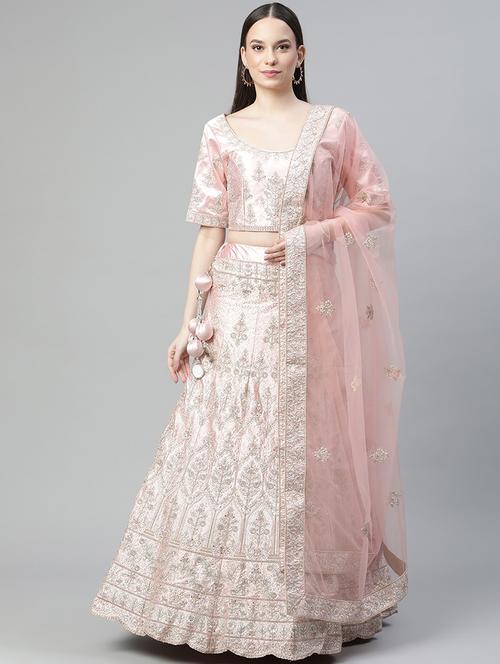 embroidered a-line lehenga - 18072811 - Very Small Image - 1