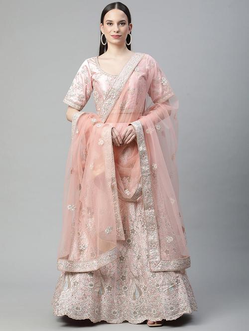 embroidered a-line lehenga - 18072812 - Very Small Image - 1