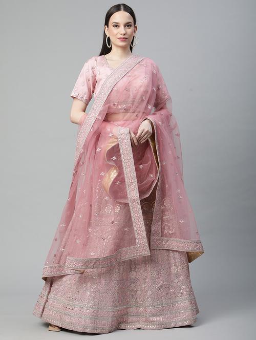 embroidered a-line lehenga - 18072821 - Very Small Image - 1
