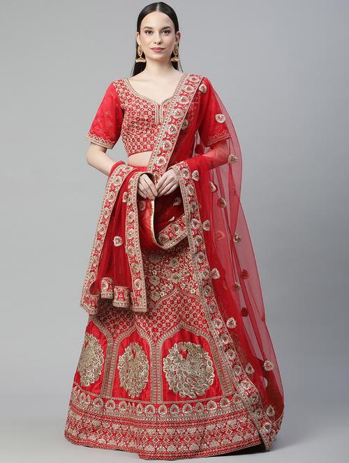 embroidered a-line lehenga - 18072828 - Very Small Image - 1