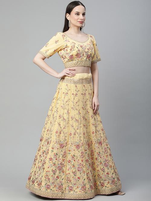 embroidered a-line lehenga - 18072833 - Very Small Image - 1