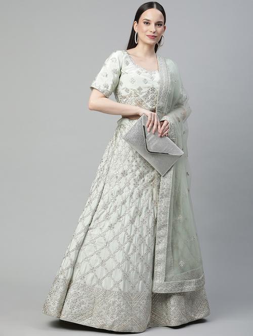 embroidered a-line lehenga - 18072837 - Very Small Image - 1