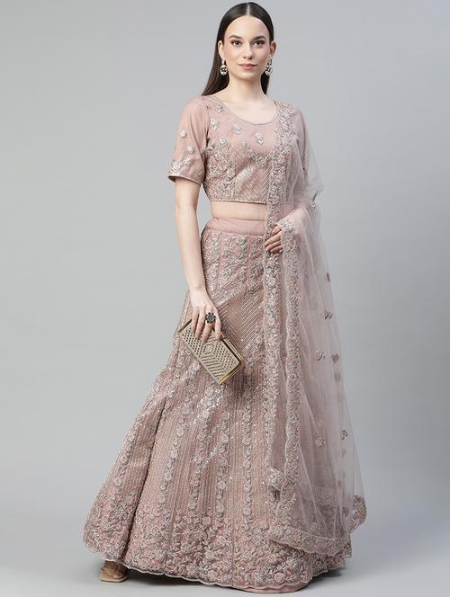 embroidered a-line lehenga - 18072842 - Very Small Image - 1