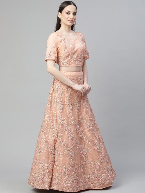 embroidered a-line lehenga - 18072846 - Very Small Image - 1
