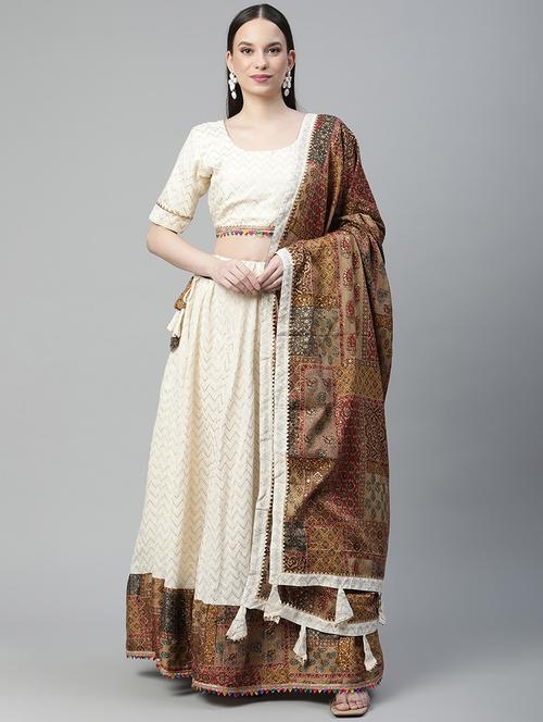 embroidered a-line lehenga - 18072858 - Very Small Image - 1