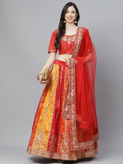 embroidered a-line lehenga - 18072864 - Very Small Image - 1