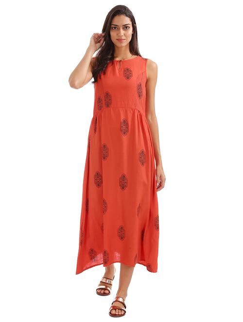 orange rayon dress - 18073464 - Very Small Image - 1