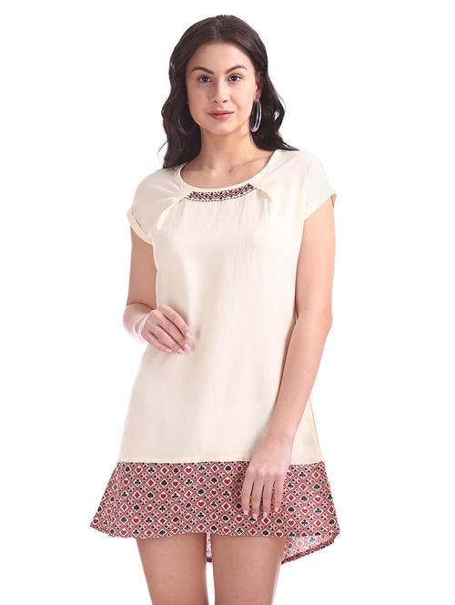 white printed regular fit dress - 18073481 - Very Small Image - 1
