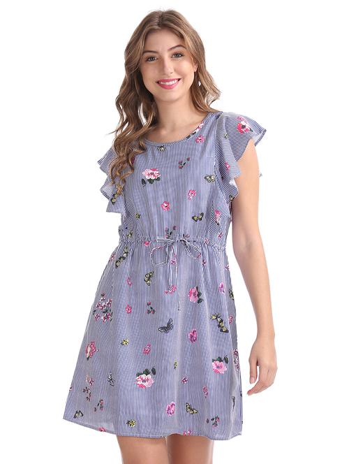 drawstring waist striped dress - 18073579 - Very Small Image - 1