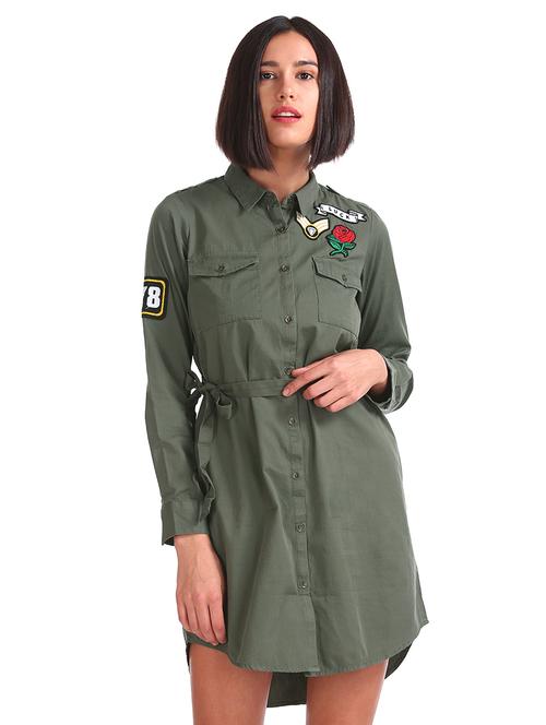 applique patch shirt dress - 18073583 - Very Small Image - 1