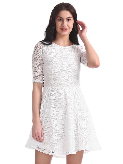 round neck crochet skater dress - 18073587 - Very Small Image - 1