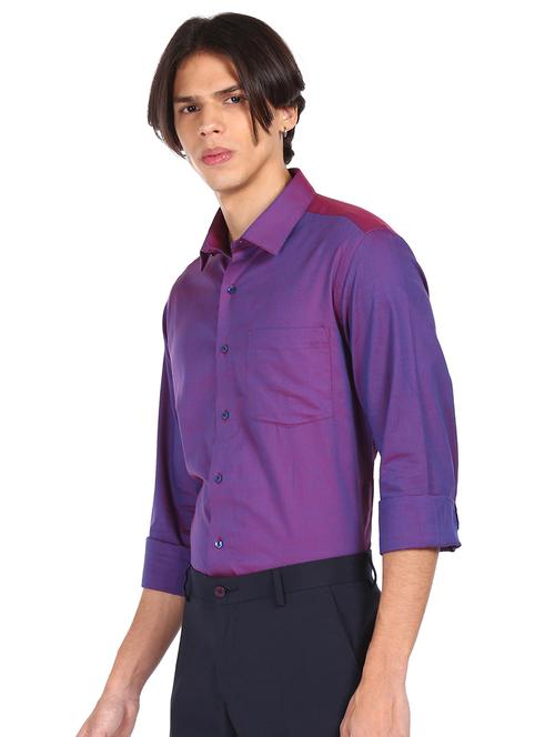 purple cotton formal men's shirt - 18074747 - Very Small Image - 1