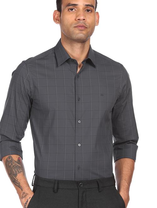 grey cotton formal shirt - 18074771 - Very Small Image - 1