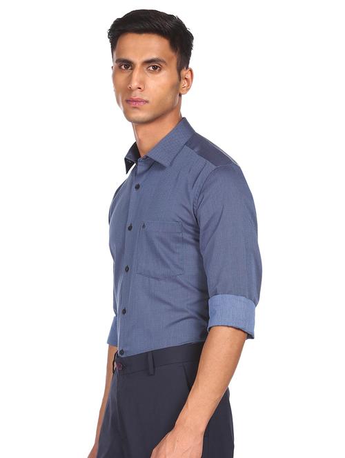 blue cotton formal men's shirt - 18074776 - Very Small Image - 1