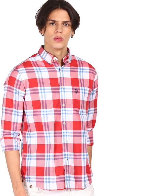 red checkered casual shirt - 18074804 - Very Small Image - 1