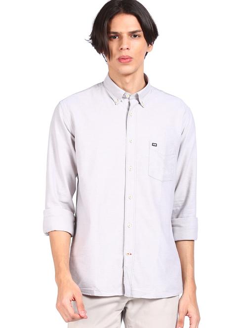 grey solid casual shirt - 18074890 - Very Small Image - 1