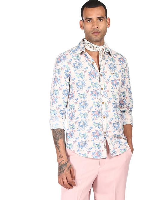 white printed casual shirt - 18074902 - Very Small Image - 1
