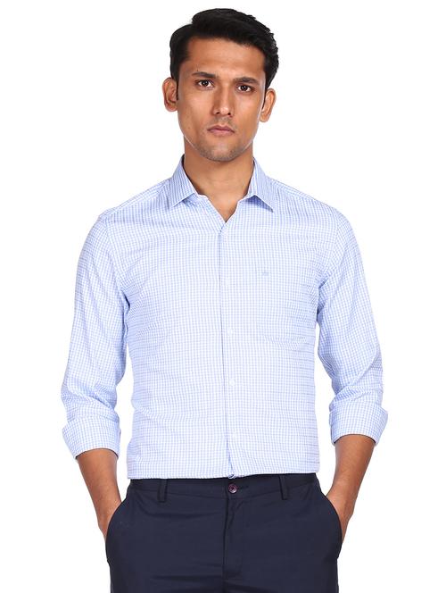 blue cotton formal men's shirt - 18075201 - Very Small Image - 1