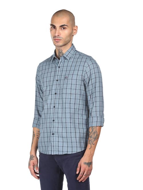 grey cotton checks casual shirt - 18075217 - Very Small Image - 1