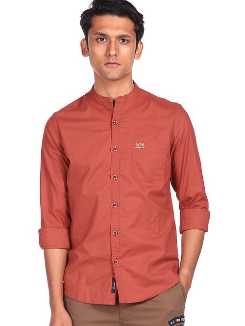 red solid casual shirt - 18075446 - Very Small Image - 1