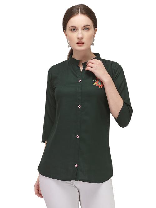 green rayon regular tunic - 18076033 - Very Small Image - 1